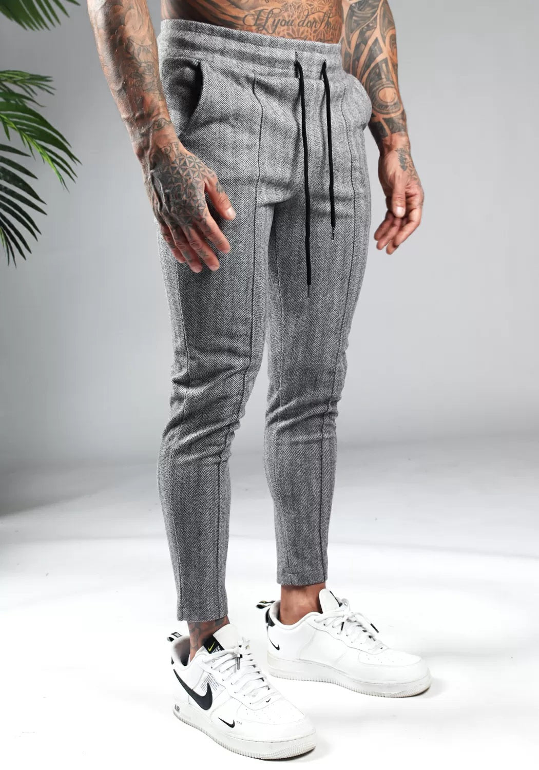 Chino Φόρμα OEM Comfy Γκρί Ριγέ slim fit