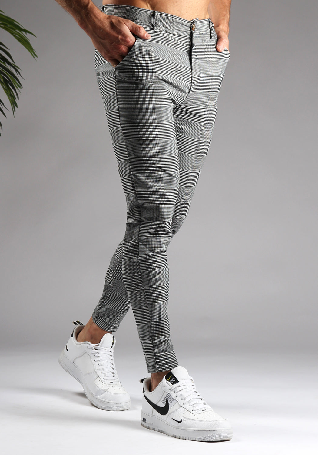 Chino OEM Grid Γκρί καρό skinny fit