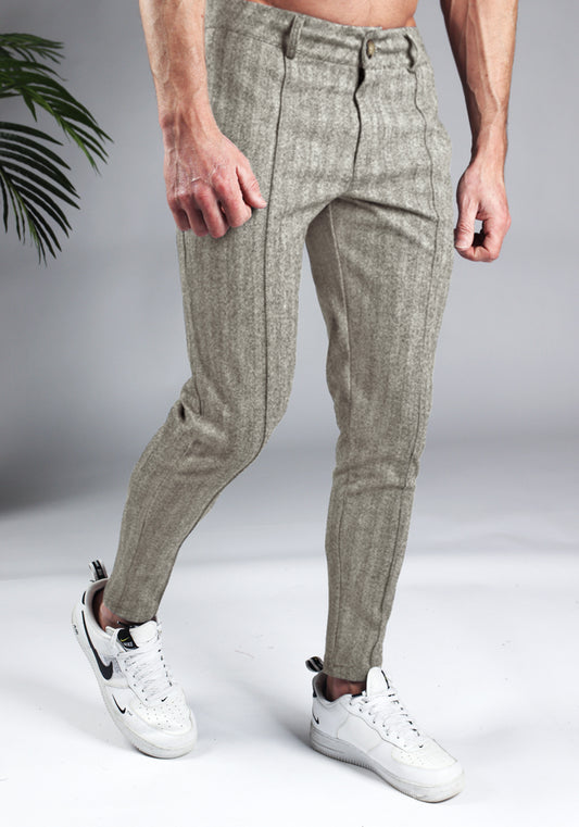 Chino Παντελόνι OEM Comfy 60058 Μπεζ Ριγέ slim fit