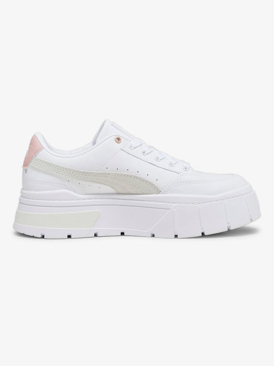 Puma Mayze Stack Γυναικεία Flatforms Sneakers Λευκά 384363-14