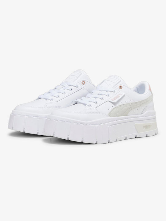 Puma Mayze Stack Γυναικεία Flatforms Sneakers Λευκά 384363-14