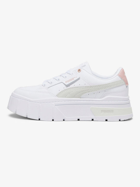 Puma Mayze Stack Γυναικεία Flatforms Sneakers Λευκά 384363-14