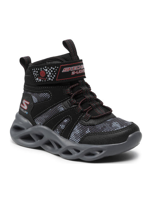 Skechers Zerrix Παιδικά Μποτάκια Χιονιού με Σκρατς & Κορδόνια Μαύρα 400145L-BKRD