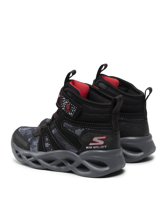 Skechers Zerrix Παιδικά Μποτάκια Χιονιού με Σκρατς & Κορδόνια Μαύρα 400145L-BKRD