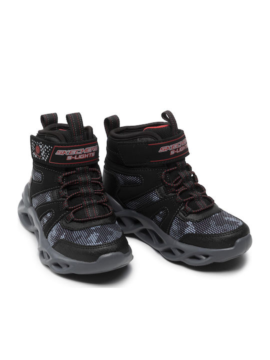 Skechers Zerrix Παιδικά Μποτάκια Χιονιού με Σκρατς & Κορδόνια Μαύρα 400145L-BKRD