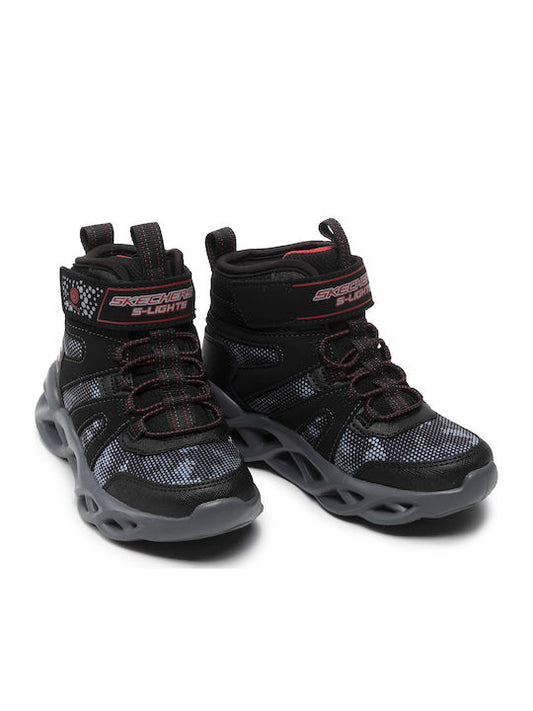 Skechers Zerrix Παιδικά Μποτάκια Χιονιού με Σκρατς & Κορδόνια Μαύρα 400145L-BKRD