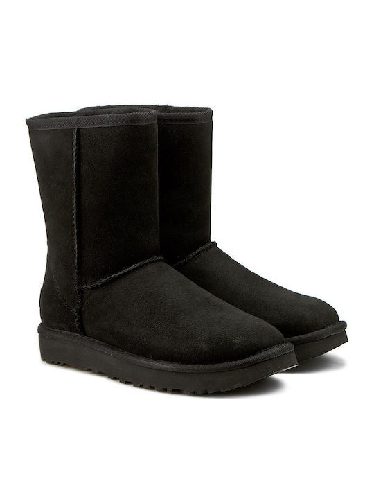 Ugg Australia Classic Short II 1016223-BLK Suede Γυναικείες Μπότες με Γούνα Μαύρες