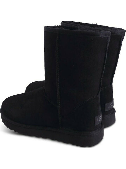 Ugg Australia Classic Short II 1016223-BLK Suede Γυναικείες Μπότες με Γούνα Μαύρες