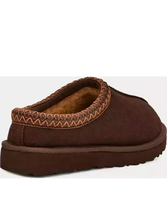 Ugg Australia Tasman 5955-BCDR Κλειστές Δερμάτινες Γυναικείες Παντόφλες σε καφε Χρώμα