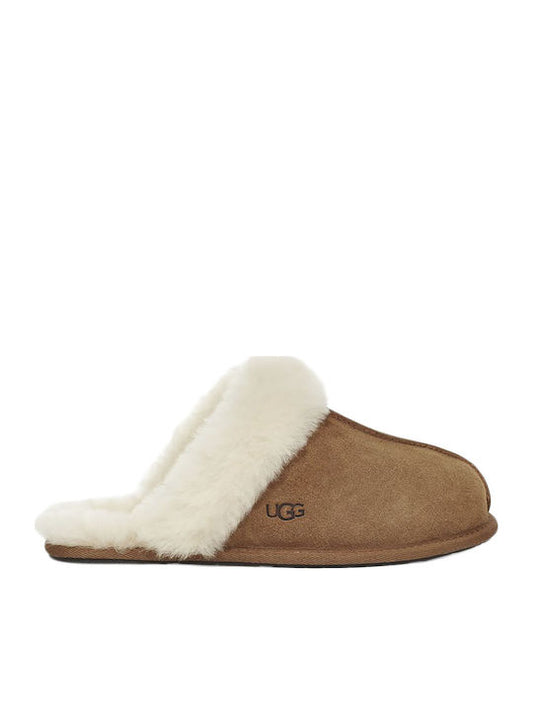 Ugg Australia W Scuffette II Χειμερινές Γυναικείες Παντόφλες με γούνα Chestnut 1106872-CHE