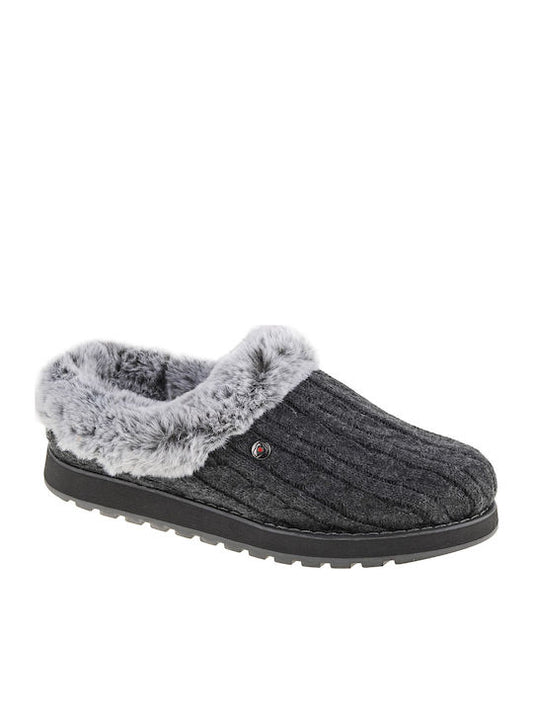 Skechers Χειμερινές Γυναικείες Παντόφλες με Γούνα Γκρι 31204-CCL