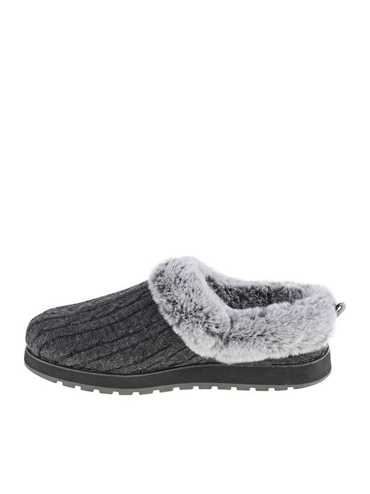 Skechers Χειμερινές Γυναικείες Παντόφλες με Γούνα Γκρι 31204-CCL