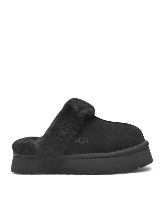 Ugg Australia Disquette 1122550 Χειμερινές Γυναικείες Παντόφλες με γούνα σε Μαύρο Χρώμα