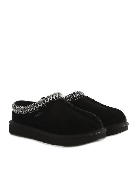 Ugg Australia Tasman 5955-blk Κλειστές Δερμάτινες Γυναικείες Παντόφλες σε Μαύρο Χρώμα