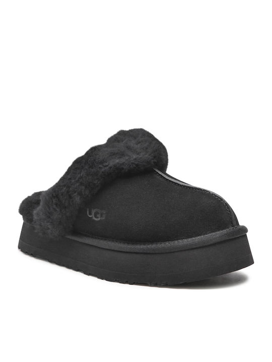 Ugg Australia Disquette 1122550 Χειμερινές Γυναικείες Παντόφλες με γούνα σε Μαύρο Χρώμα