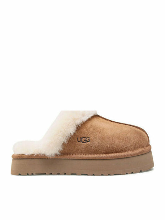 Ugg Australia Disquette 1122550 Χειμερινές Γυναικείες Παντόφλες με γούνα σε Καφέ Χρώμα