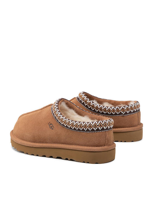 Ugg Australia Tasman 5955-che Δερμάτινες Χειμερινές Γυναικείες Παντόφλες Chestnut