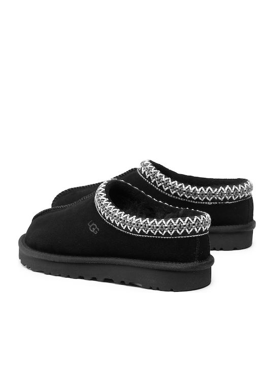 Ugg Australia Tasman 5955-blk Κλειστές Δερμάτινες Γυναικείες Παντόφλες σε Μαύρο Χρώμα