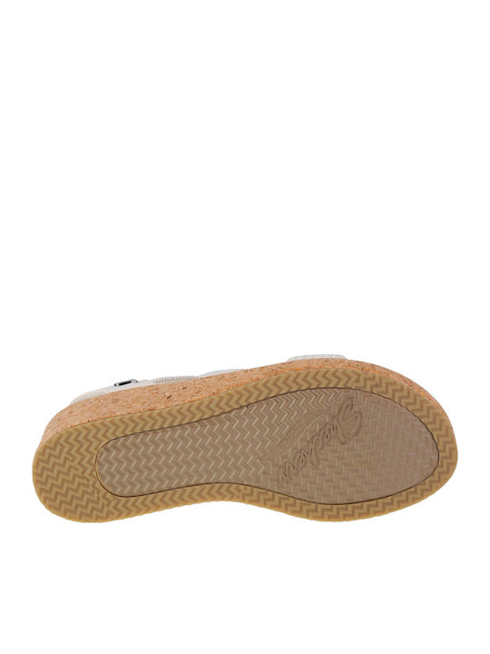 Skechers Καλοκαιρινές Γυναικείες Πλατφόρμες Λευκές 119260-WHT