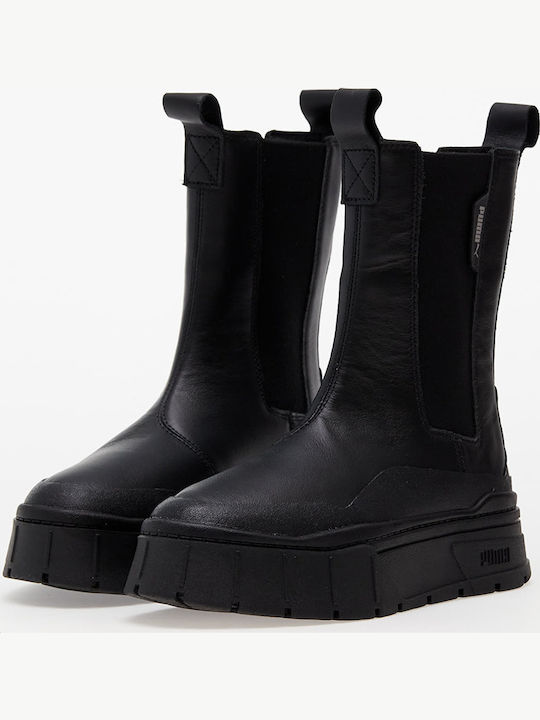 Puma Mayze Stack Γυναικεία Chelsea Μποτάκια Μαύρα 386272-06
