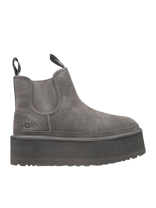 Ugg Australia Δερμάτινα Γυναικεία Chelsea Μποτάκια Γκρι 1134526-GREY