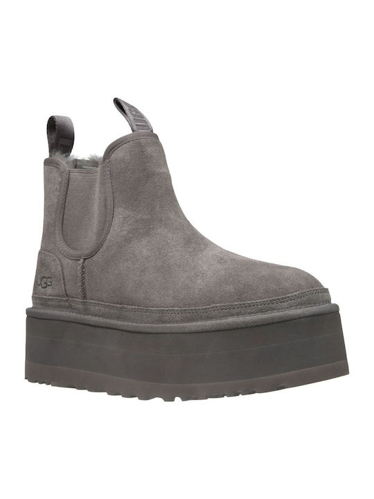 Ugg Australia Δερμάτινα Γυναικεία Chelsea Μποτάκια Γκρι 1134526-GREY