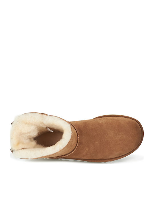 Ugg Australia Mini Bailey Bow II 1016501 Suede Γυναικεία Μποτάκια με Γούνα Chestnut