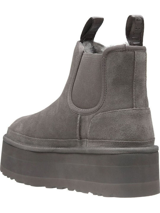 Ugg Australia Δερμάτινα Γυναικεία Chelsea Μποτάκια Γκρι 1134526-GREY