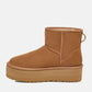 Ugg Australia Classic Mini Platform 1134991 Suede Γυναικεία Μποτάκια Αστραγάλου με Γούνα Καφέ