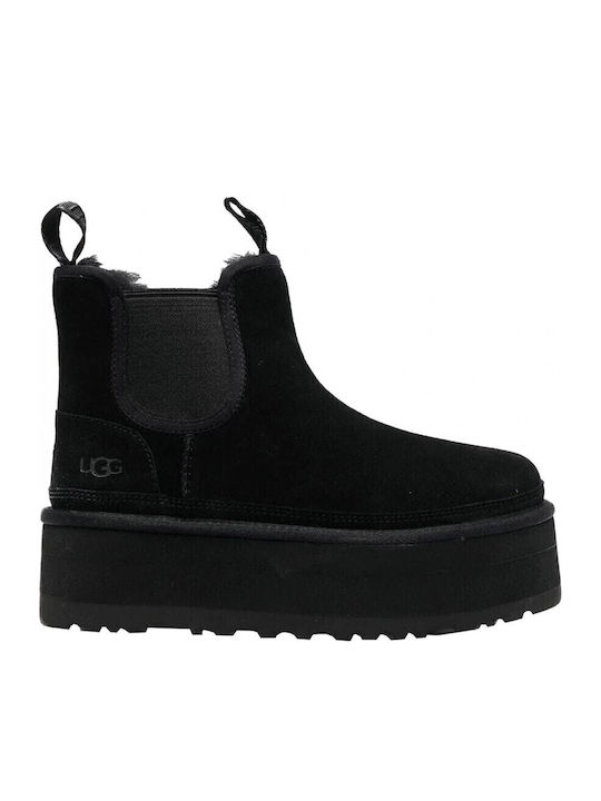 Ugg Australia Neumel Platform 1134526 Suede Γυναικεία Chelsea Μποτάκια Μαύρα
