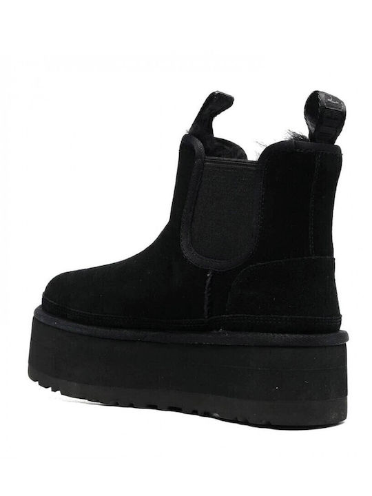 Ugg Australia Neumel Platform 1134526 Suede Γυναικεία Chelsea Μποτάκια Μαύρα