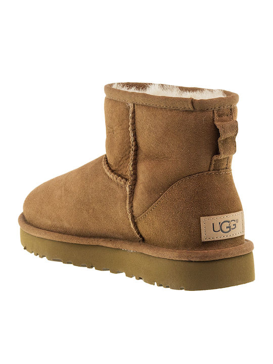 Ugg Australia Classic Mini II 1016222 Suede Γυναικεία Μποτάκια με Γούνα Chestnut
