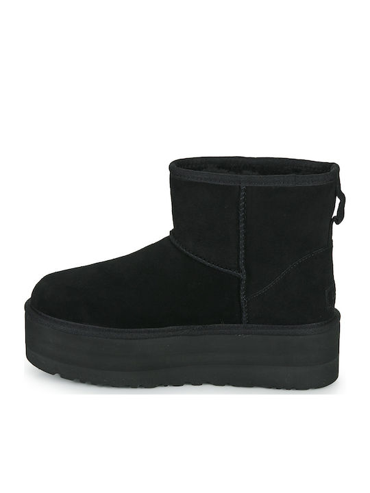 Ugg Australia Classic Mini Platform 1134991 Suede Γυναικεία Μποτάκια Αστραγάλου με Γούνα Μαύρα