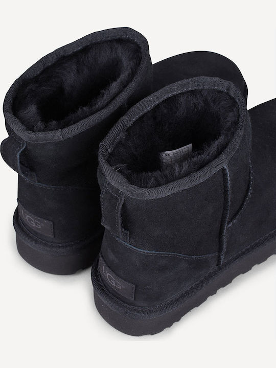 Ugg Australia Classic Mini II 1016222 Suede Γυναικεία Μποτάκια με Γούνα Μαύρα
