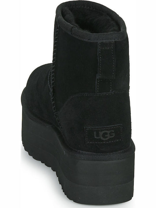 Ugg Australia Classic Mini Platform 1134991 Suede Γυναικεία Μποτάκια Αστραγάλου με Γούνα Μαύρα